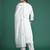 White silk blend embroidered kurta trouser dupatta set