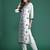 White silk blend embroidered kurta trouser dupatta set