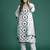 White silk blend embroidered kurta trouser dupatta set