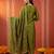 Green silk blend embroidered kurta trouser dupatta set