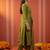 Green silk blend embroidered kurta trouser dupatta set