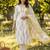 White pure cotton printed kurta trouser dupatta set