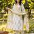 White pure cotton printed kurta trouser dupatta set