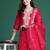 Pink silk blend embroidered kurta trouser dupatta set