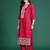 Pink silk blend embroidered kurta trouser dupatta set