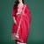 Pink silk blend embroidered kurta trouser dupatta set