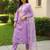 Lavender silk blend embroidered kurta trouser dupatta set