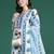 White pure cotton printed kurta trouser dupatta set