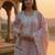 Lavender pure cotton embroidered kurta trouser dupatta set