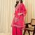 Pink silk blend embroidered kurta trouser dupatta set