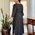 Black silk blend embroidered kurta trouser dupatta set