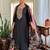 Black silk blend embroidered kurta trouser dupatta set