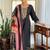 Black silk blend embroidered kurta trouser dupatta set