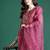 Pink silk blend embroidered kurta trouser dupatta set