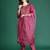 Pink silk blend embroidered kurta trouser dupatta set