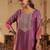 Pink silk blend embroidered kurta trouser dupatta set