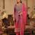 Pink silk blend embroidered kurta trouser dupatta set