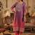 Pink silk blend embroidered kurta trouser dupatta set