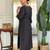 Black silk blend embroidered kurta trouser dupatta set