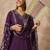 Purple pure cotton printed kurta trouser dupatta set