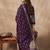 Purple pure cotton printed kurta trouser dupatta set