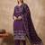 Purple pure cotton printed kurta trouser dupatta set