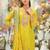 Yellow silk blend embroidered kurta trouser dupatta set