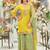 Yellow silk blend embroidered kurta trouser dupatta set