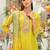 Yellow silk blend embroidered kurta trouser dupatta set