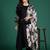 Black viscose rayon printed kurta trouser dupatta set