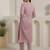 Pink pure cotton embroidered kurta trouser dupatta set