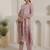 Pink pure cotton embroidered kurta trouser dupatta set