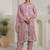 Pink pure cotton embroidered kurta trouser dupatta set