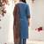 Blue pure cotton printed kurta trouser dupatta set