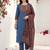 Blue pure cotton printed kurta trouser dupatta set