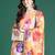 Orange pure cotton printed kurta trouser dupatta set