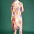 Orange pure cotton printed kurta trouser dupatta set