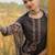 Brown pure cotton printed kurta trouser dupatta set