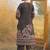 Brown pure cotton printed kurta trouser dupatta set