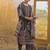 Brown pure cotton printed kurta trouser dupatta set