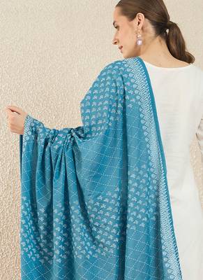 White pure cotton embroidered kurta trouser dupatta set 2