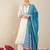 White pure cotton embroidered kurta trouser dupatta set