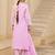 Pink pure cotton embroidered kurta trouser dupatta set