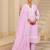 Pink pure cotton embroidered kurta trouser dupatta set