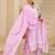 Pink pure cotton embroidered kurta trouser dupatta set