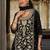 Black silk blend embroidered kurta trouser dupatta set