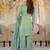 Green silk blend embroidered kurta trouser dupatta set
