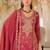 Pink silk blend embroidered kurta trouser dupatta set