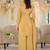 Yellow silk blend embroidered kurta trouser dupatta set