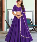 Purple Art Silk Embroidery Sequin work Lehenga Choli with Dupatta For Women 